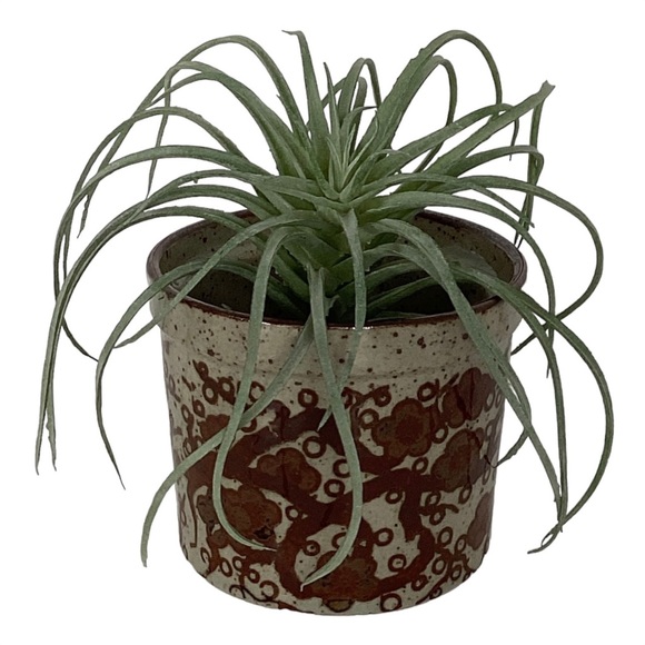 Takahashi Small Tan And Rusty Brown Planter Vase With Drainage Hole Vintage EUC - Picture 6 of 16